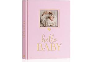 Lanpn Newborn Baby Memory Book, Baby First 5 Year Keepsake Gift with DIY Window, Linen Baby Memories Journal Scrapbook Photo 