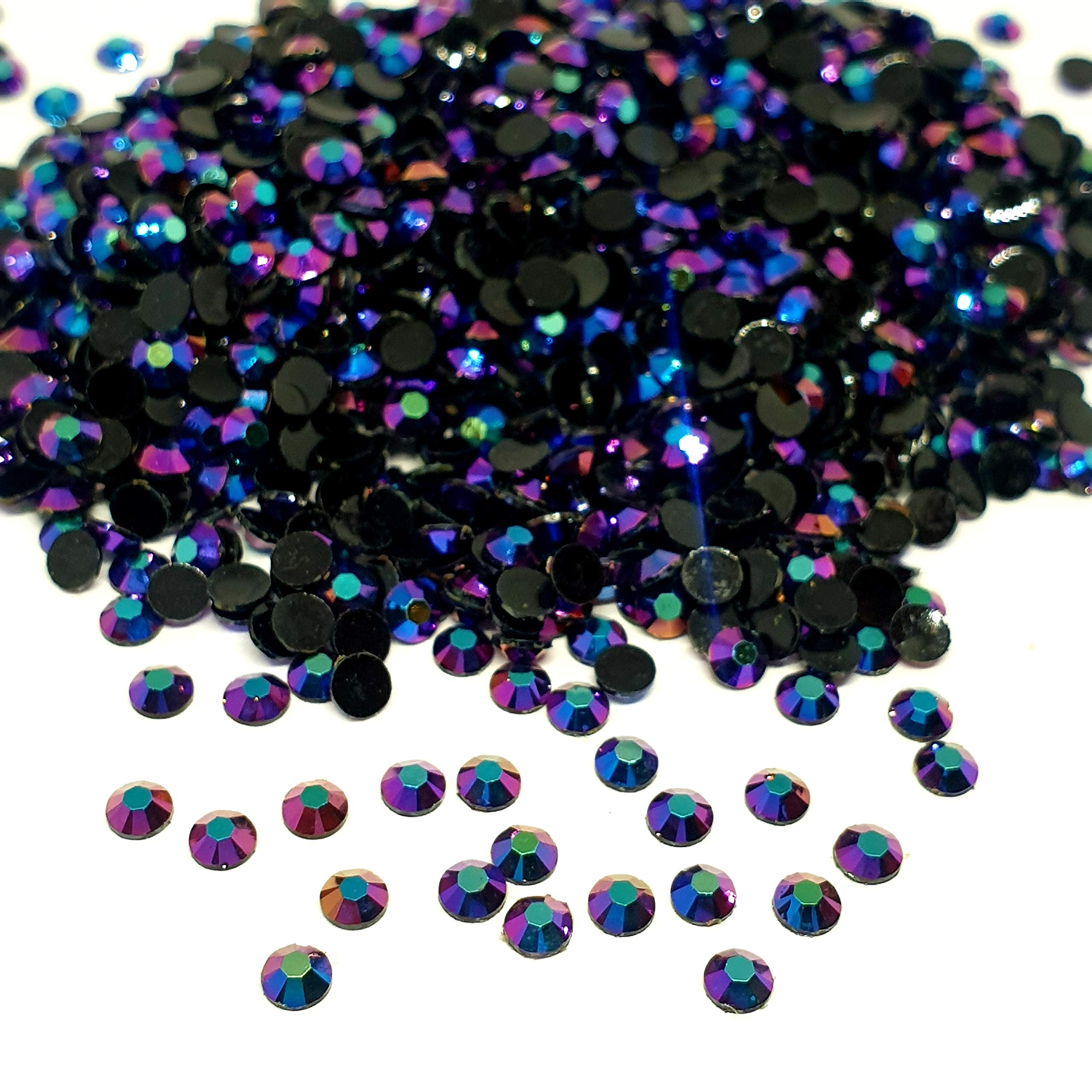 MajorCrafts 4000pcs 2mm ss6 Jelly AB Flat Back Round 14 Facets Resin Rhinestones Arts and Crafts Embellishment Gems (Dark Purple AB C82)