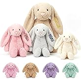 Extous Personalized Easter Bunny Stuffed Animal with Name, Custom Embroidered Plush Rabbit Toy, My First Easter Gift for Baby, Easter Basket Stuffers for Kids, Handmade Plush Bunny in 8 Colors