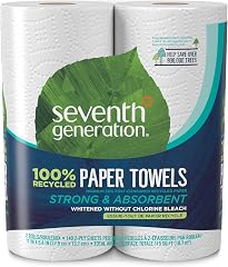 Seventh Generation Recycled Paper Towels, 2 Rolls | Strong & absorbent paper towels made with 100% recycled paper and minimum