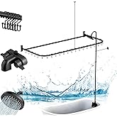 Pyhomestrim Clawfoot Tub Shower Kit,Add On Shower With Bathcock Diverter Faucet and 60" D Type Claw foot Tub Shower Curtain R