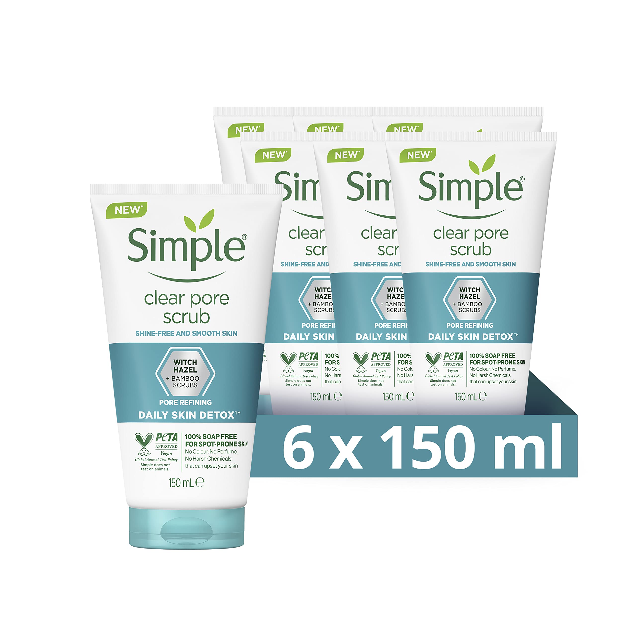 Simple Daily Skin Detox Clear Pore Scrub 6 x 150 ml