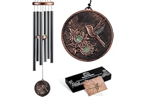 Gabzart Wind Chimes for Outside, Vintage Hummingbird Deep Tone Wind Chime Outdoor Clearance, Patio Porch Balcony Decoration, Garden Hanging Decor Gifts for Women Mom Grandma (32" Hummingbird)