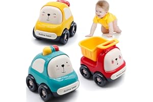 MOONTOY Baby Toy Car for 1 Year Old Boy Birthday Gifts, Push Car Toy for Toddlers 1-3, Animal Racing Cars Infant Play Vehicle Set for 12-18 Month, Friction Powered Montessori Toys for 1-2 Year Old Kid