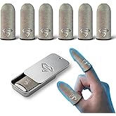 Bluradio 6 Pack Silver Fiber Gaming Finger Sleeves | Ultra-Thin Breathable Finger Sleeves For Mobile Gaming, Smooth Touchscreen Control And Reduced Finger Sweat