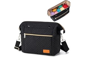 Mecozone Yarn Bag for Crochet Accessories, Knitting Bag Crochet Yarn Project Bag for Womens & Girls On the Go, Crochet Gifts for Crochet Lovers, Black