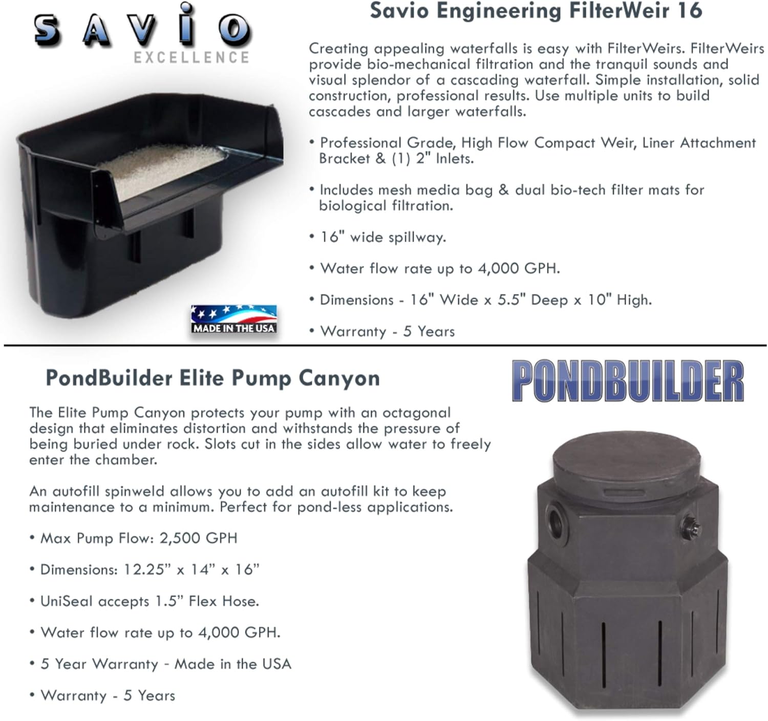 8 Waterfall PXSAN5 and Pump Vault Compact Anjon Pondless Waterfall Kit