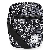 Vibe Festival Gear Small Crossbody Sling Bag for Women Men 5in1 Multi-Use from (rPET) Recycled Polyester Belt Bag Cross Body Backpack Fanny Pack Purse - Black & White Tribal