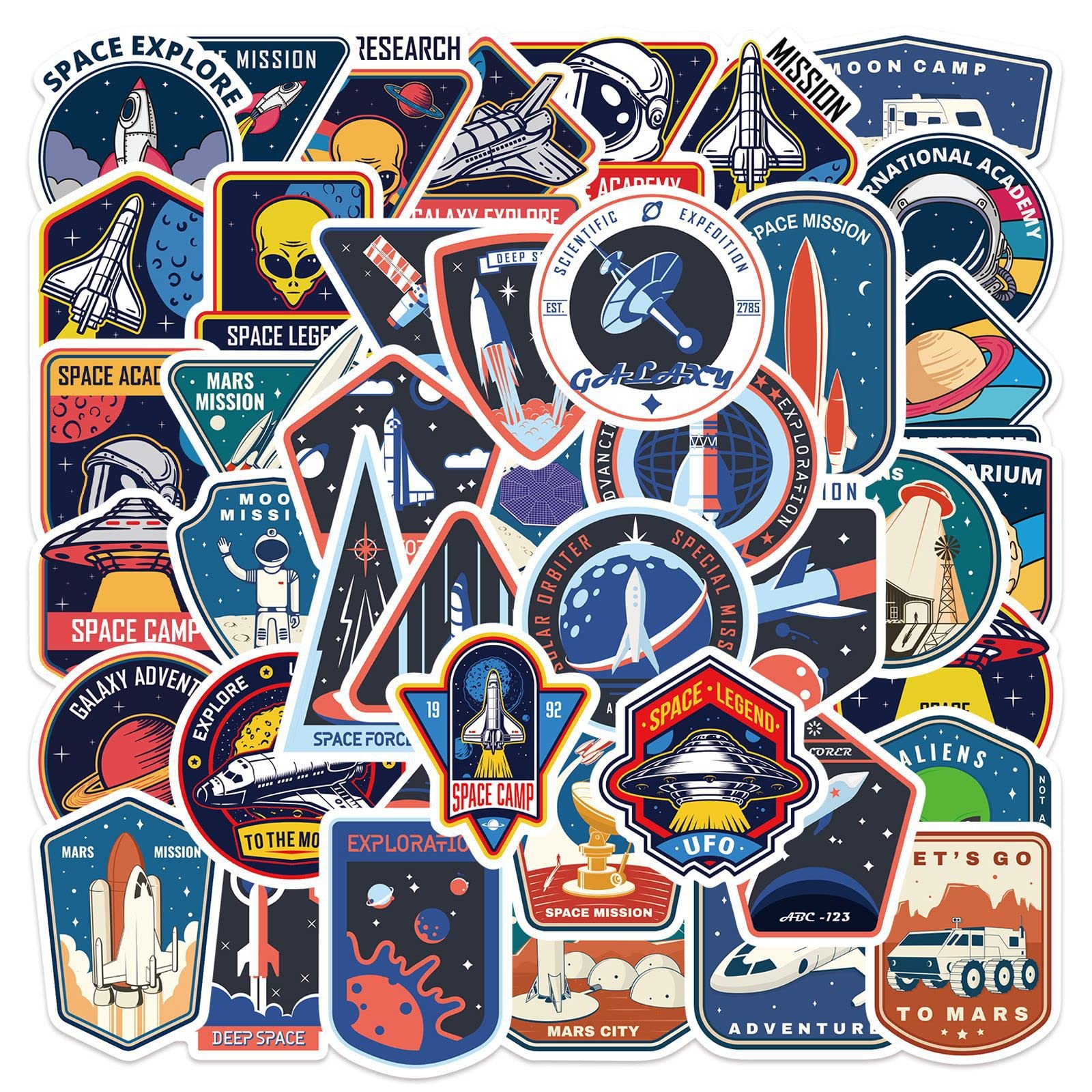 50PCS Astronauts in Space NASA Stickers for Teens, Boys and Girls - Vinyl Pack for Skateboard, Guitar, Door, Laptop, Luggage, Car, Bike, Water Bottle - Birthday Party Supplies