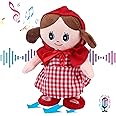Hopearl Talking Singing Doll Repeats What You Say Girl Walking Electric Interactive Animated Toy Speaking Plush Buddy Gifts for Toddlers, Red, 8''