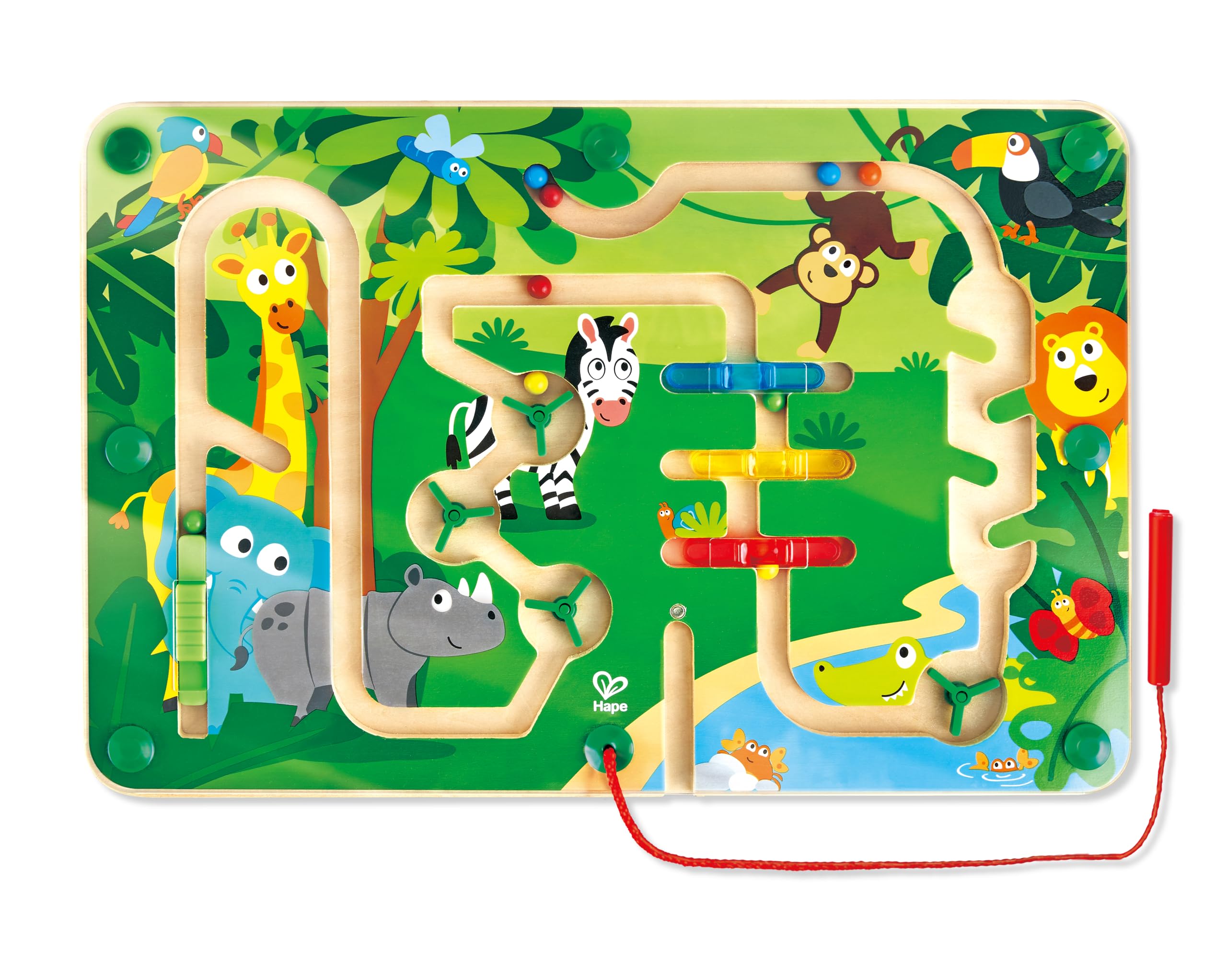 Hape Jungle Maze | Magnetic Wooden Jungle Animal Themed Puzzle Travel Toy For Kids