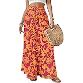 Bsubseach Wide Leg Pants Woman Flowy Floral Palazzo Pants for Women High Waisted Summer Casual Trousers Cruise Outfits