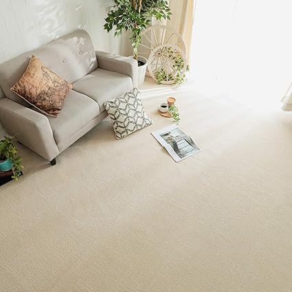 Amazon グラムスタイル 日本製 カーペット 絨毯 抗菌 防臭 カット可能 床暖房 対応 江戸間 6畳 アイボリー ラグ カーペット オンライン通販