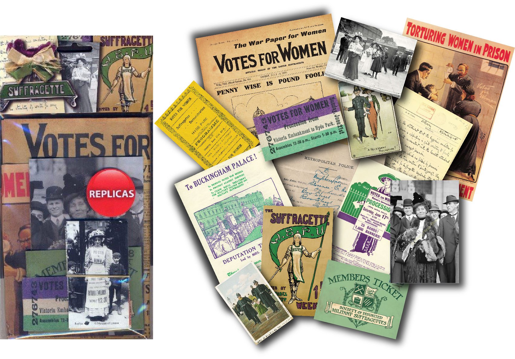 Memorabilia Pack Co. Suffragettes Memorabilia Pack - Suffragette Resource Pack - 9 Item Collection
