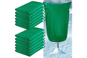 GKOKG 12-Pack Plant Covers for Winter Freeze Protection 31.5"x47", 2.82oz/yd² Drawstring Tree Frost Covers for Outdoor Plants, Reusable Plants Jacket Bag for Snow Rain Frost Ice Freeze