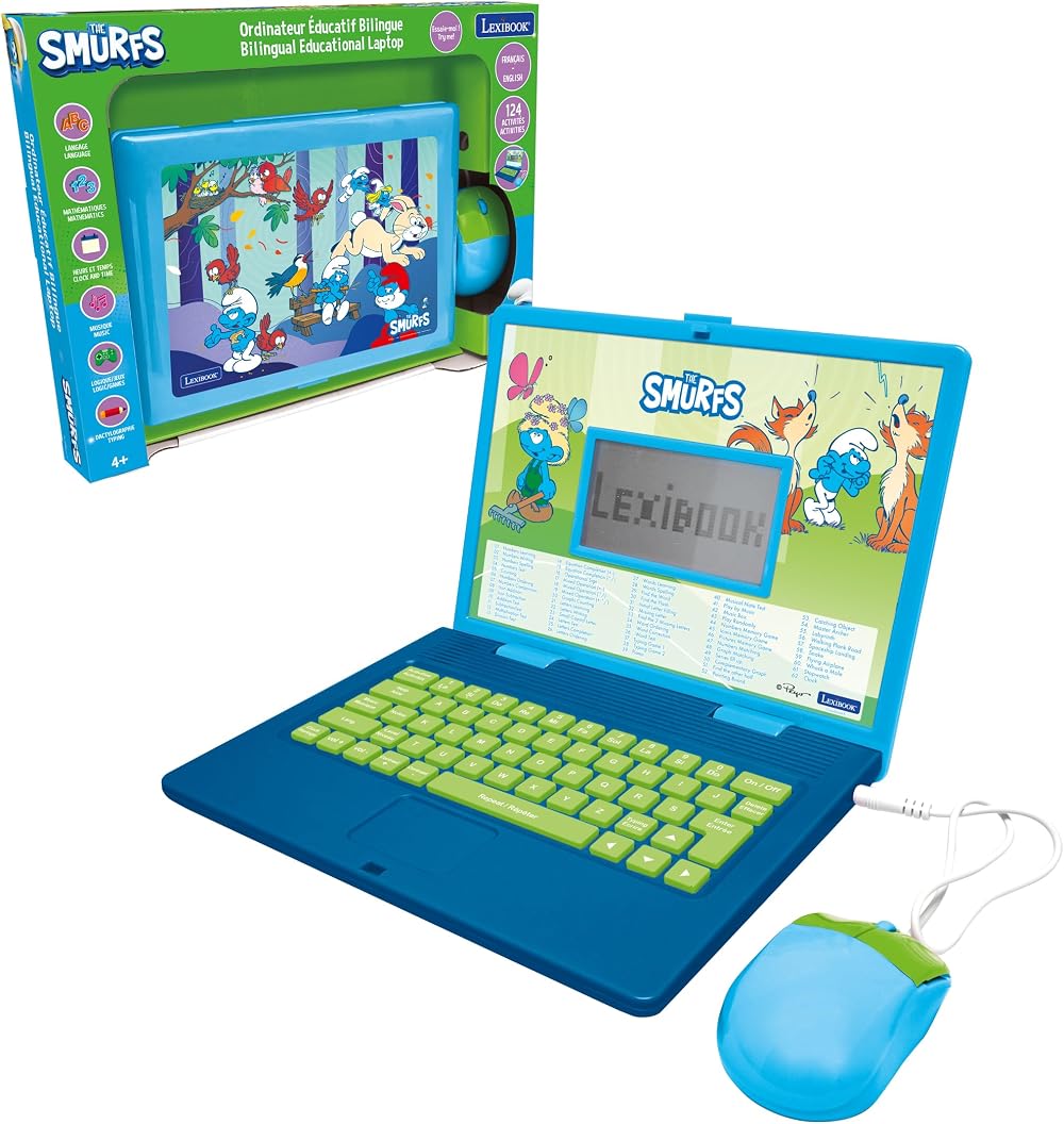 Lexibook The Smurfs Bilingual Educational Laptop French English JC598SFi1