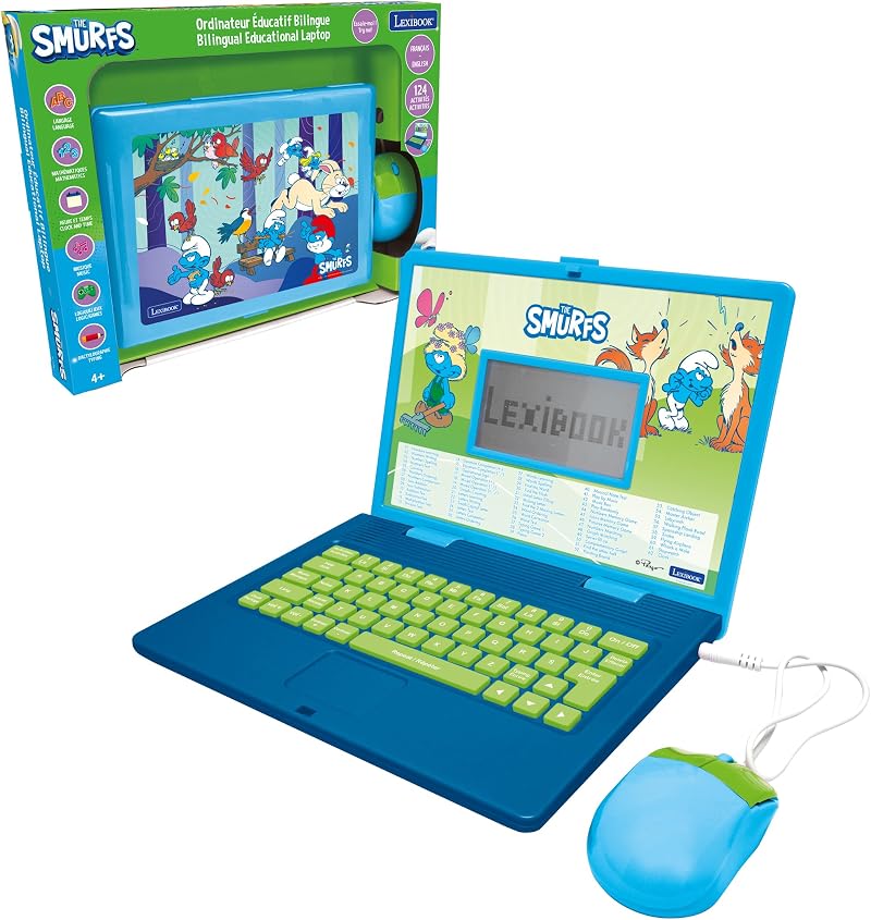Lexibook The Smurfs Bilingual Educational Laptop French English JC598SFi1