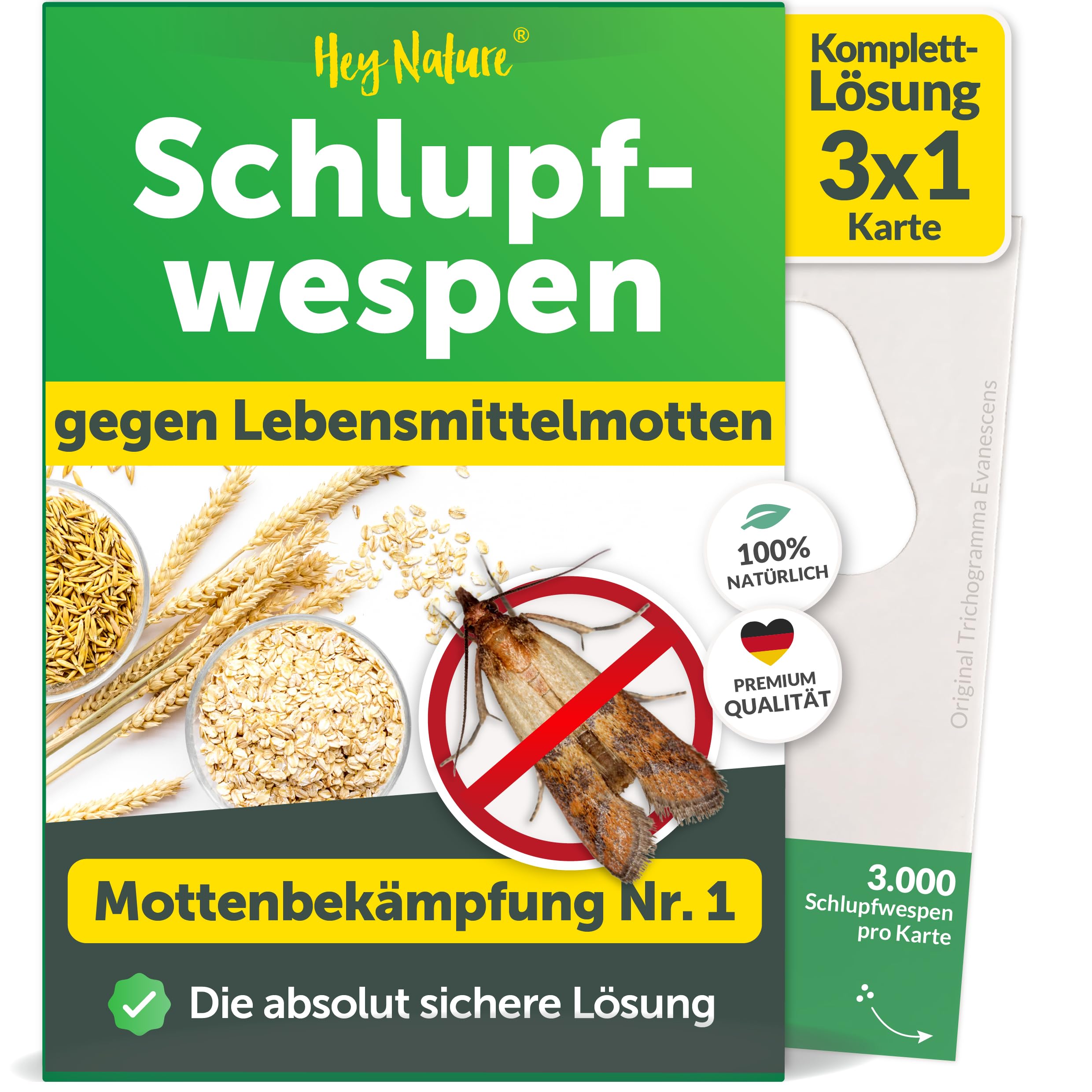 Hey Nature Schlupfwespen gegen Lebensmittelmotten - Komplettkur 3 Karten