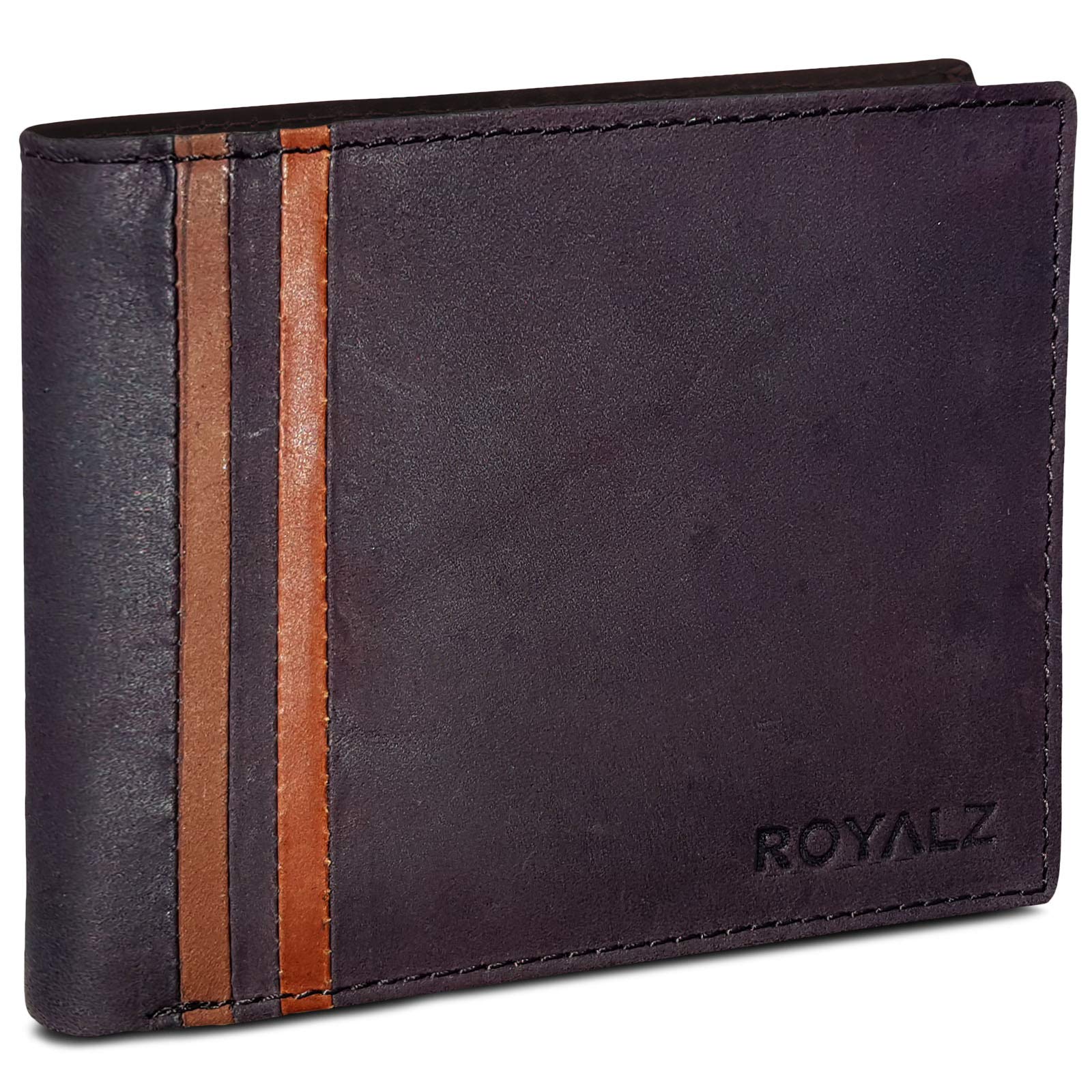 ROYALZ Wallet Leather Men Money-Purse case Billfold EC-Card-Slot Vintage, Color:Ancona Brown