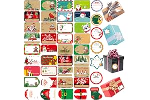 GUYARNS Christmas Stickers，Christmas Gift Tags，Self Adhesive Name Tags Christmas Wrapping Paper Stickers with 128 Designs Write On Then Peel & Presents