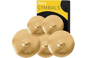 Batking Low Volume Cymbal Pack,60%-70% 14/16/18/20” Quiet Cymbals Set of 5 pcs for Practice