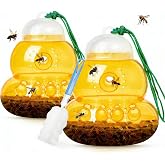 2 Pack Reusable Wasp Traps Outdoor Hanging | Yellow Jacket Trap Carpenter Bee Traps for Outside Hornet Trap Wasp Catcher for Outdoor Garden, Farm, Insect Bug Flies