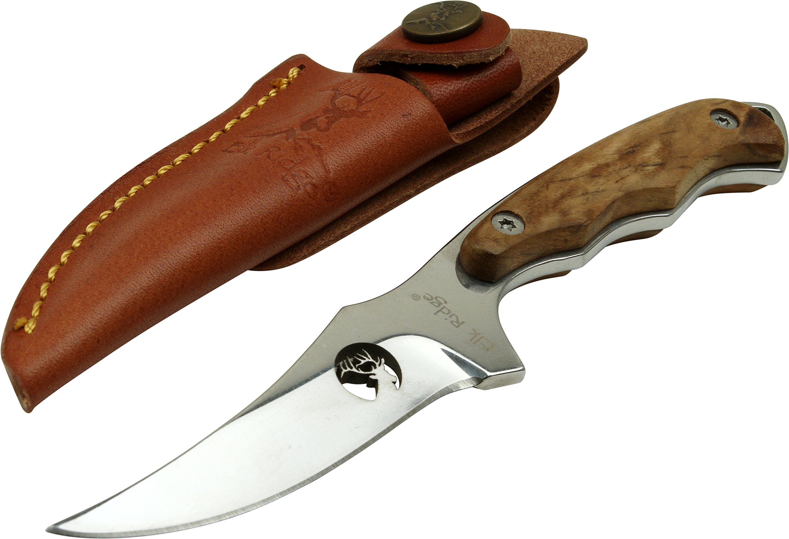 Elk Ridge ER059 Fixed Blade Hunting Knife, Straight Edge Blade, Burl