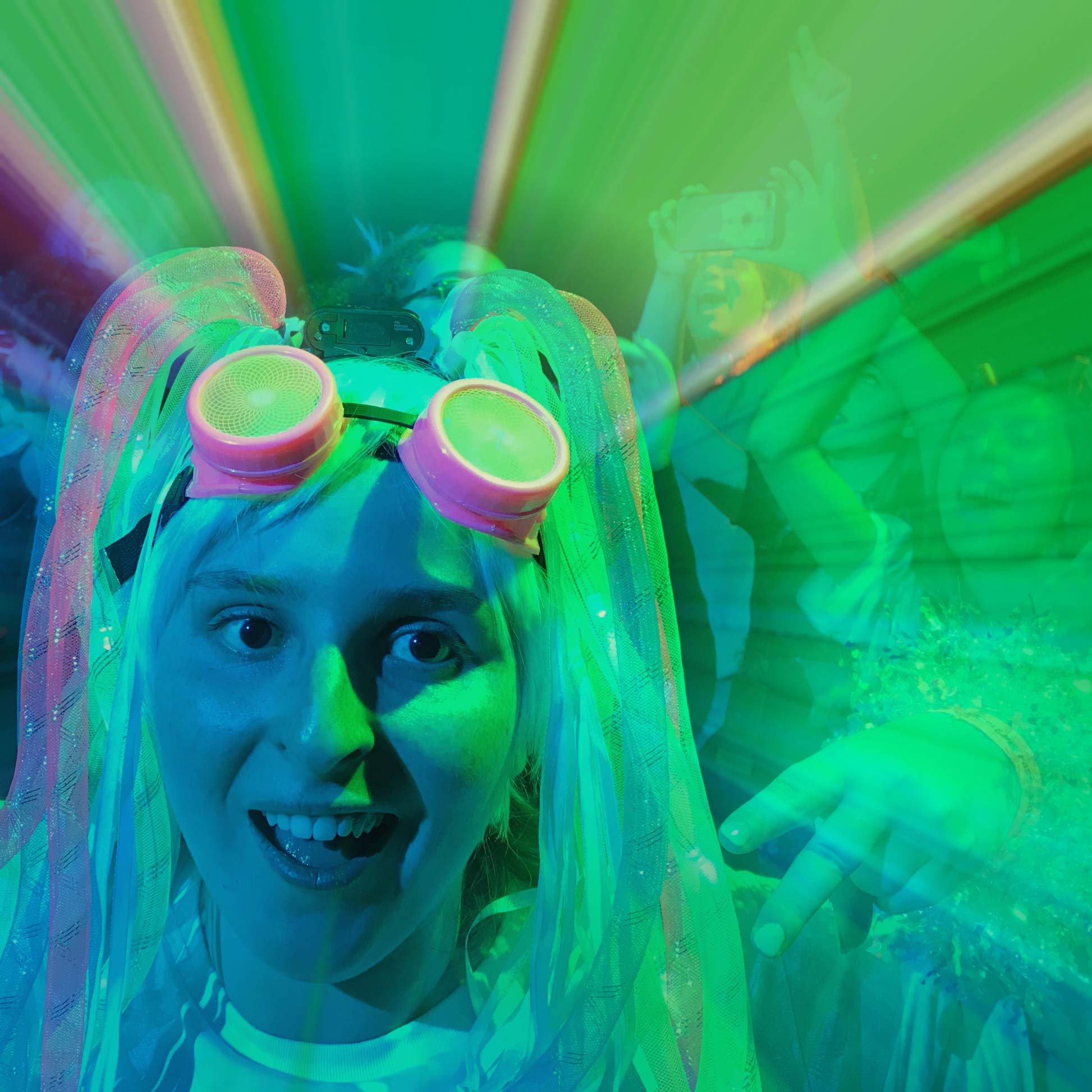 UMBRELLALABORATORY Crystal Rainbow Kaleidoscope Rave Glasses Steampunk Goggles outfits accessories