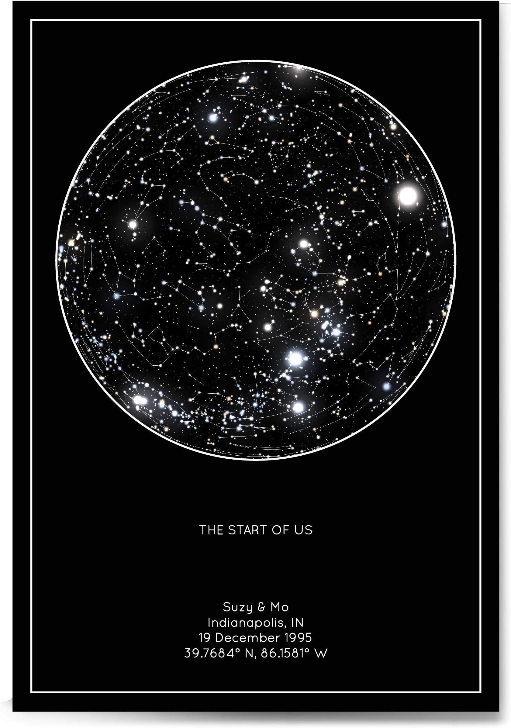 Personalized Star Constellation Map, Minimal Star Chart, Wedding Guest Book Alternative, Custom Engagement Anniversary Present, Night Sky Poster with Frame