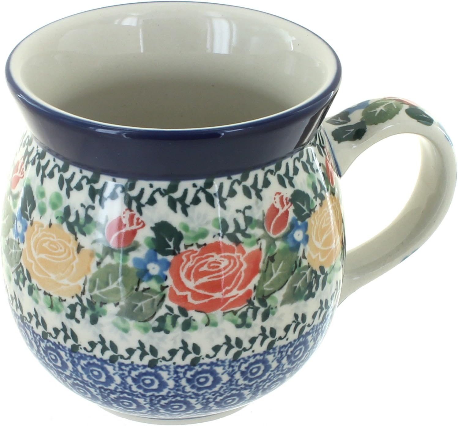 Blue Rose Polish Pottery Crimson Roses Bubble Mug