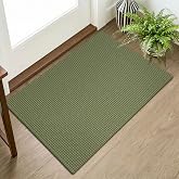 KOZYFLY Indoor Door Mat 2x3 ft Small Area Rugs Washable Front Door Mat Non Slip Rubber Backed Entryway Rug Cotton Entrance Doormat for Front Porch Kitchen Bedroom, Olive Green/Earthy Green