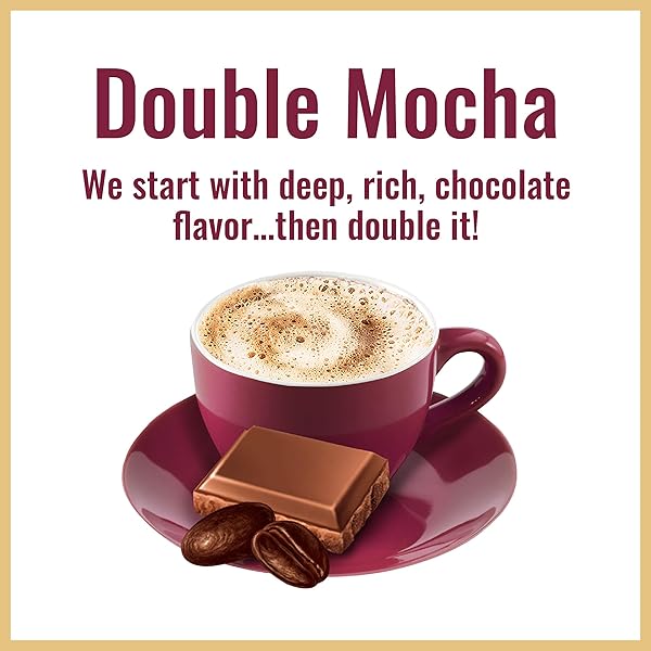 HILLS BROS INSTANT DOUBLE MOCHA CAPPUCCINO MIX, EASY TO USE, ENJOY COFFEEHOUSE FLAVOR FROM HOME, FROTHY, RICH CHOCOLATE, BROWN, 16 OZ