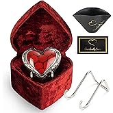 Small Heart Shaped Keepsake Cremation Urns for Human Ashes - Mini Deep Red : Crimson Brass Urn with Velvet Heart Box and Stand - Holds Small Portion of Male or Female Human or Pet Ashes