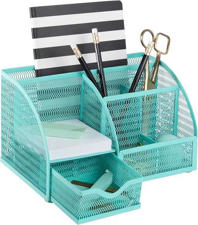 Blu Monaco Aqua Desk Organizer Girly Cute Aqua Turquoise Desk