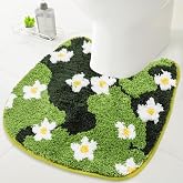 FYSUIMU Cute Green Moss Floral Bathroom Rug U-Shaped Toilet Rug Soft Bath Mat Non Slip Washable Floor Mat for Home Hotel Bathroom Restroom Decor