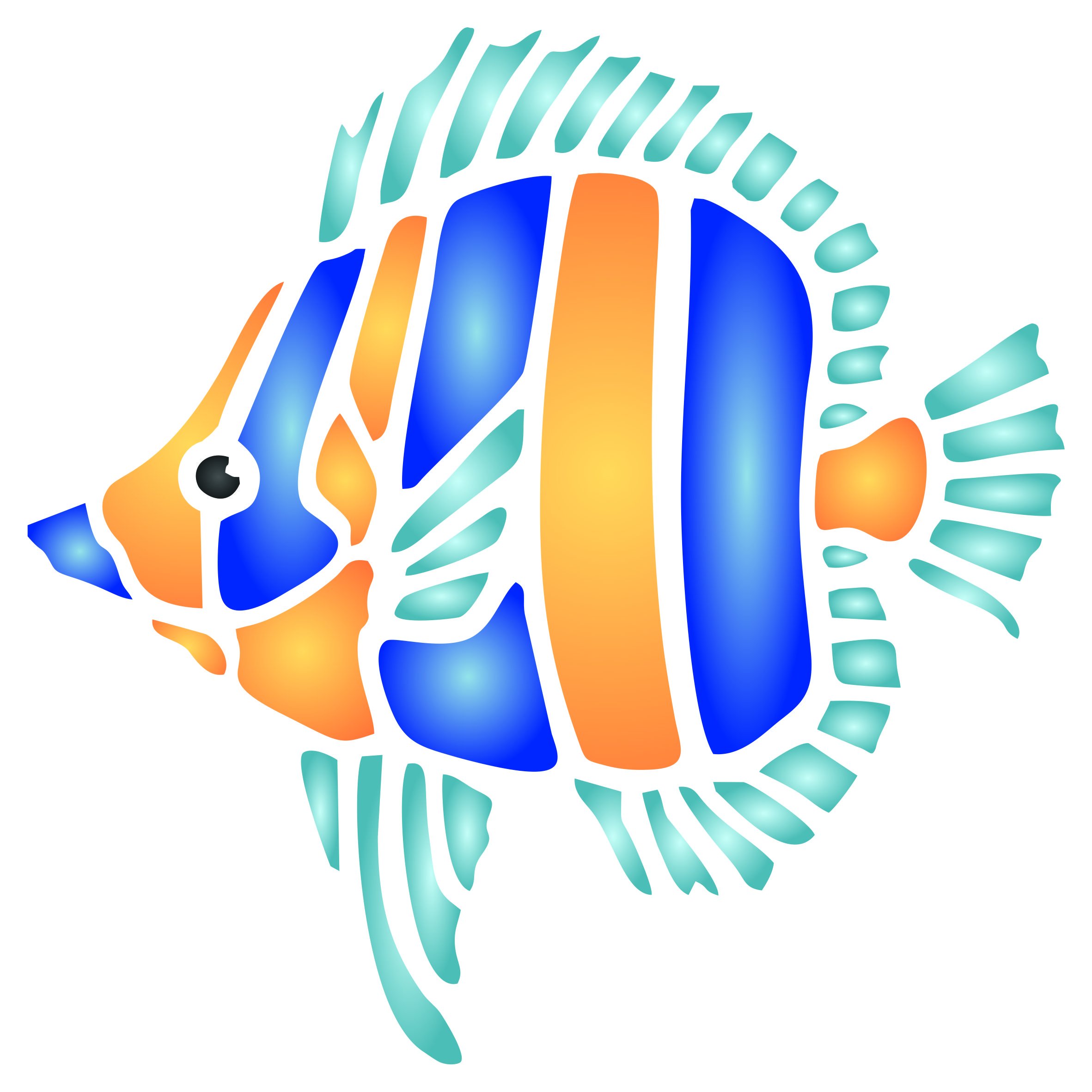 Fish Stencil - 16.5 x 16.5cm (L) - Reusable Sea Ocean Nautical Seashore Reef Wall Stencil Template