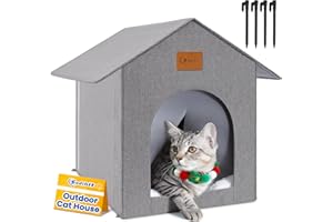 Siedihit Outdoor Cat House, Outdoor Cat Shelter Feral Cat, Outside Waterproof Cat House for Outdoor/Indoor Cats, Insulated Cat House for Winter with Cozy Cushion (Grey, Floor Spike Style)
