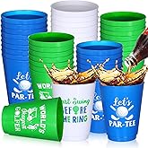 Nuenen 24 Pcs Golf Party Decorations 16 oz Thick Plastic Golf Ball Cups Let's Par Tee Reusable Drinking Cups for Masters Birthday Sports School Home Supplies Favors