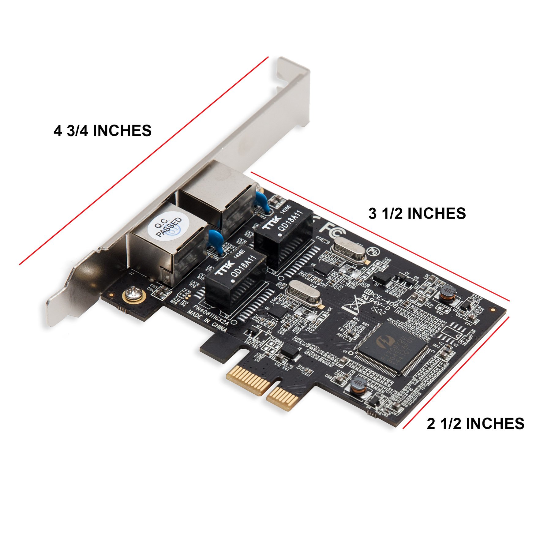 Syba 2 Port Gigabit Ethernet PCI-e x1 Network Interface Card 10/100/1000Mbps LAN Adapter Controller RTL8111E