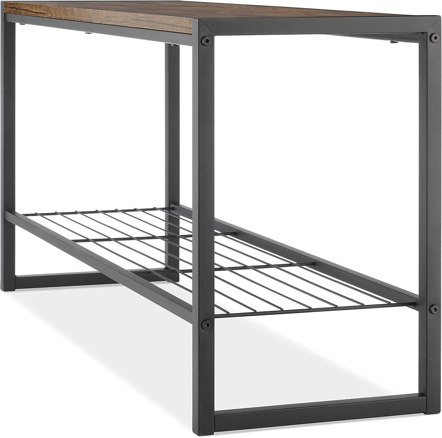 Whitmor Modern Industrial Entryway Bench w/Shoe Storage, Brown: Home & Kitchen