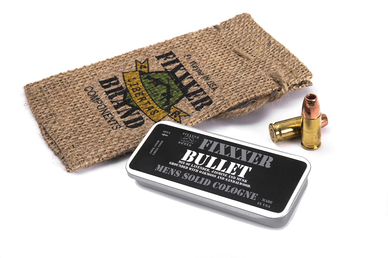 Natural Men's Solid Cologne"BULLET" (18g) metal tin, Fixxxer Brand Beauty