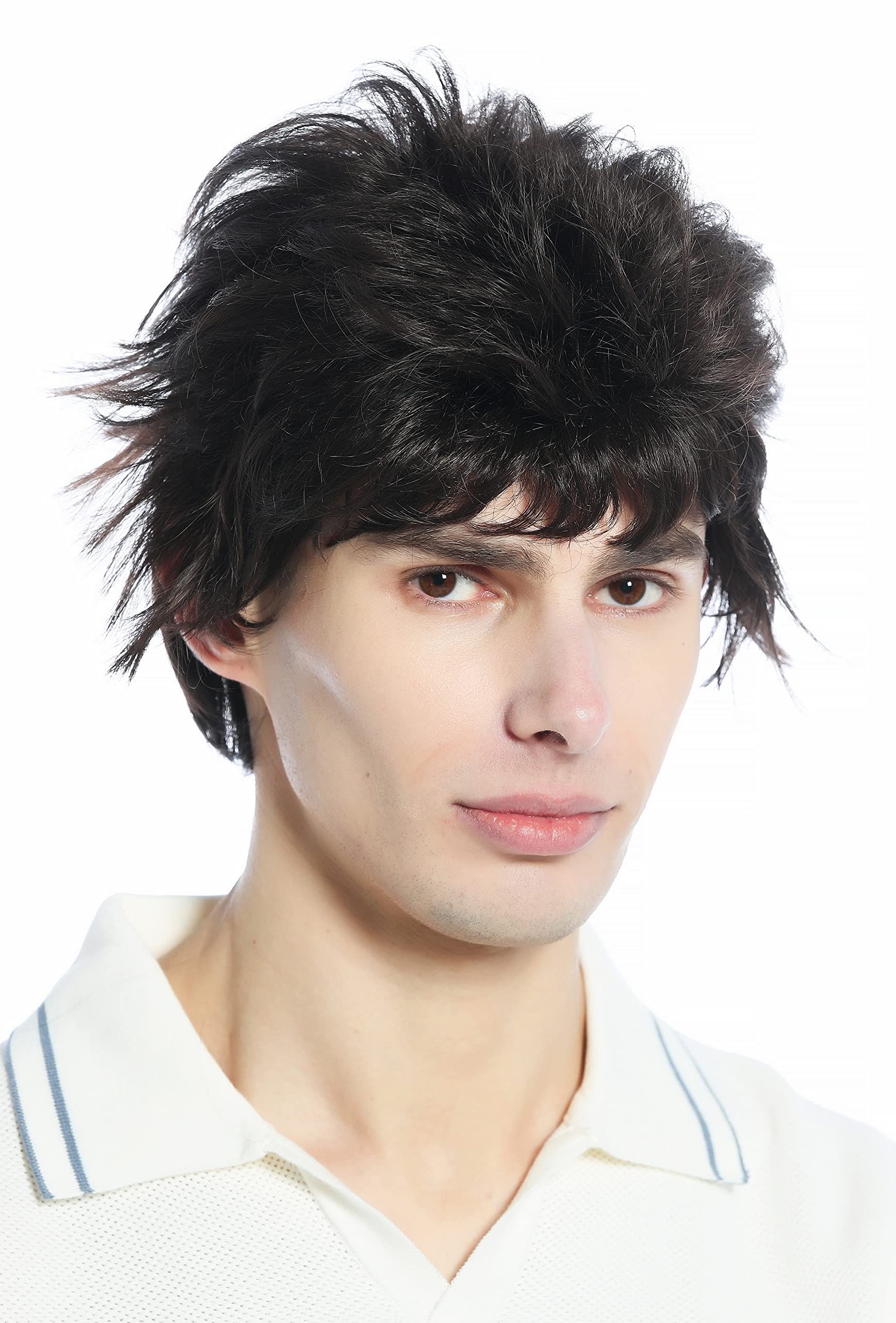 WIG ME UP - M-252A-6 Wig Men Women unisex short wild unkempt 80s retro style brown