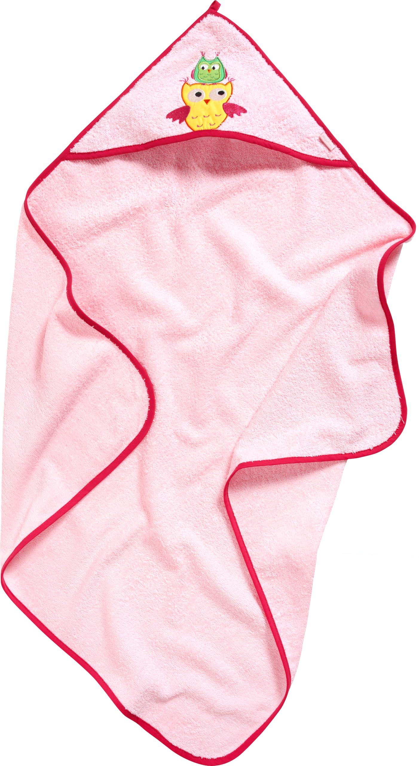 Playshoes Unisex Kid's Frottee-Kapuzentuch Bathrobe, 14 - Rosa Eule, 100x100cm