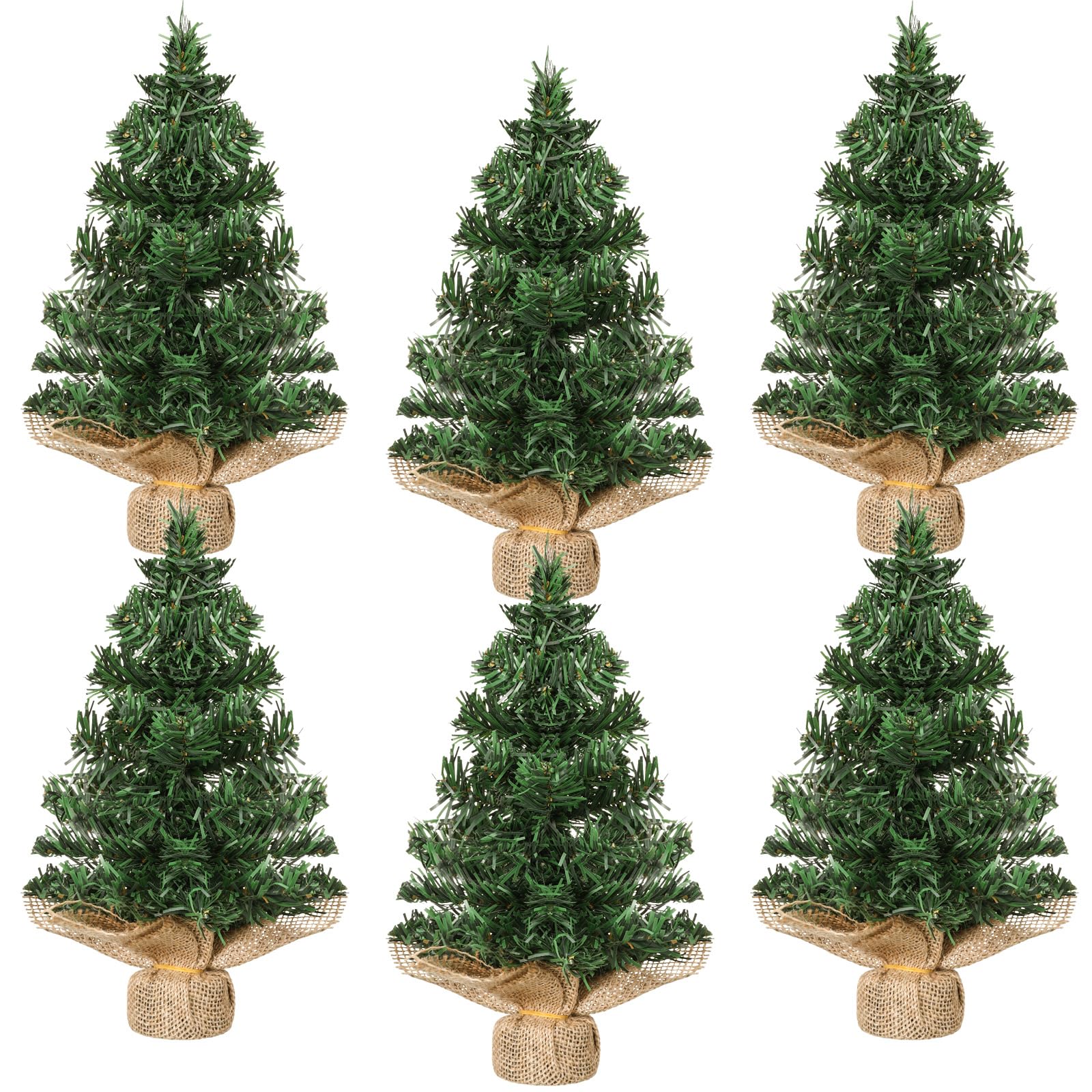 Photo 1 of Yinder Tabletop 6 Pcs Mini Christmas Tree 11.81 Inch Artificial Mini Xmas Miniature Pine Christmas Tree with Linen Base for Xmas Holiday Decorations Indoor Home Kitchen Dining Table