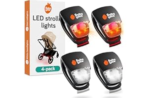 Baby Uma LED Stroller Lights (4-Pack) - Universal with 3 Light Modes (Constant/Pulse/Strobe), Buggy & Bike Lights Front and B