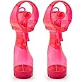 O2COOL Deluxe Handheld Battery Powered Water Misting Fan (Raspberry) 2 Pack