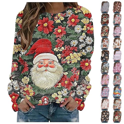 christmas jumper 2025,Christmas Jumpers for Women UK Ugly Xmas Jumper Autumn Winter Sweatshirts Ladies Tops Long Sleeve Shirts Sweaters Fall Outfits Funny Fashion Hoodies Clothing,Red,L