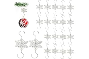 Furimuk Snowflake Ornament Hook Hangers - Gold & Silver Snowflake Decorative Tree Hangers (20PCS)