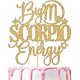Big Scorpio Energy Cake Topper, Happy Birthday Scorpio in October/November, Scorpio Season, 12 Zodiac Constellation Theme Birthday Party Decoration Supplies, Gold Glitter