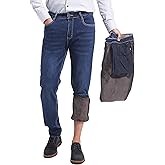 zhorefine Mens Super Soft Fleece Lined Jeans Taper Slim Stretchy Thermal Jeans for Winter